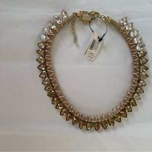 Chico’s Gold and Silver Crystal Necklace Statement Maximalist Choker
